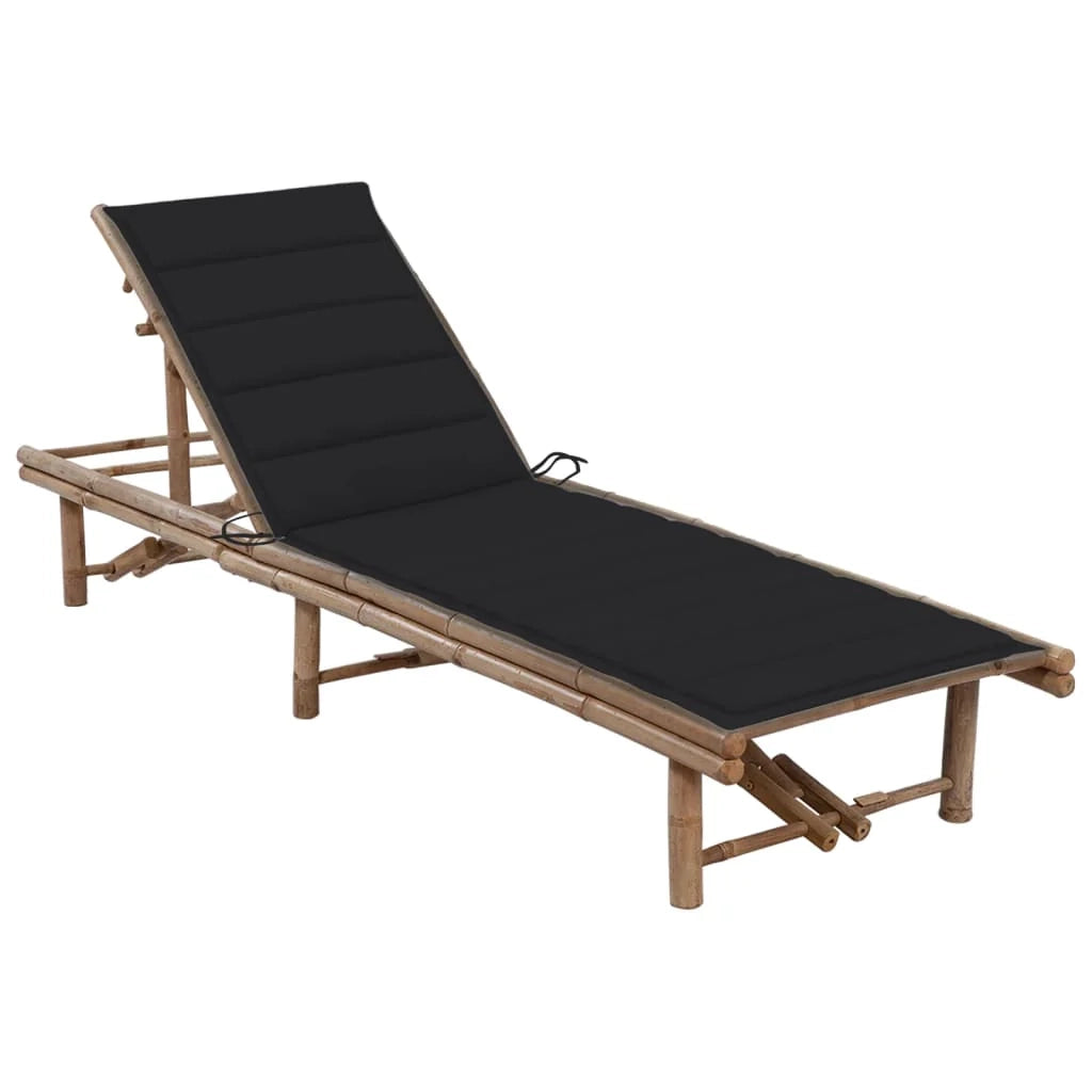 Lettino prendisole sedia a sdraio lettino prendisole letto da giardino mobili da esterno per patio con cuscino in bambù 02_0012285