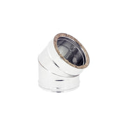 Gomito curva acciaio inox doppia parete di 80 - de 130mm, scegli se  45 gradi