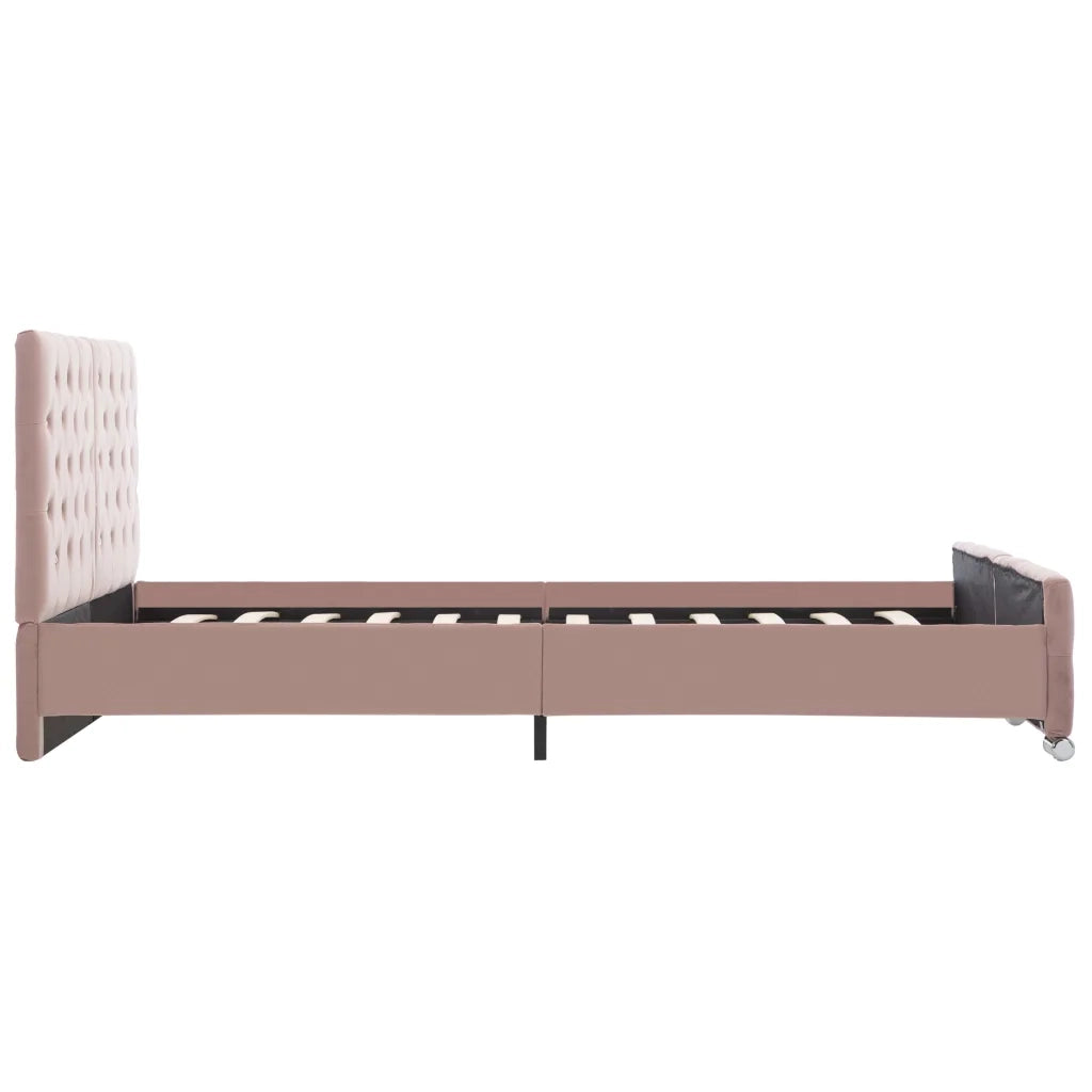 Giroletto-Struttura Letto Rosa in Velluto 140x200 cm
