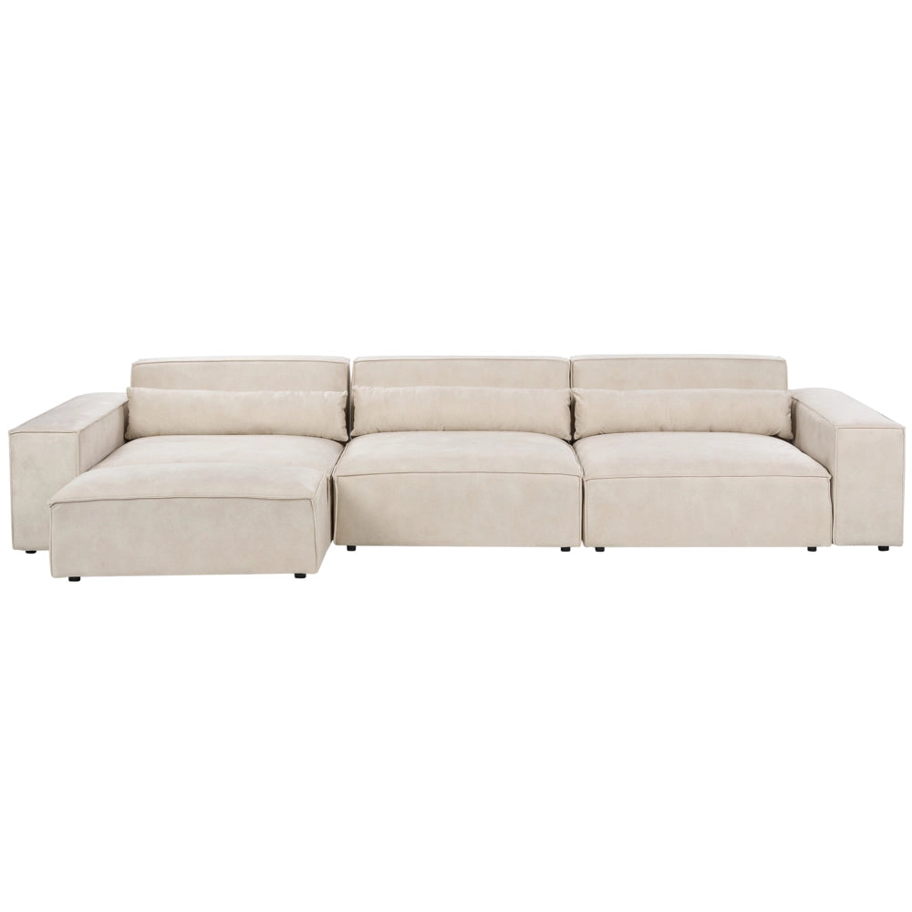 Divano modulare a 3 posti con ottomana Divano componibile in velluto beige con gambe nere Soggiorno moderno