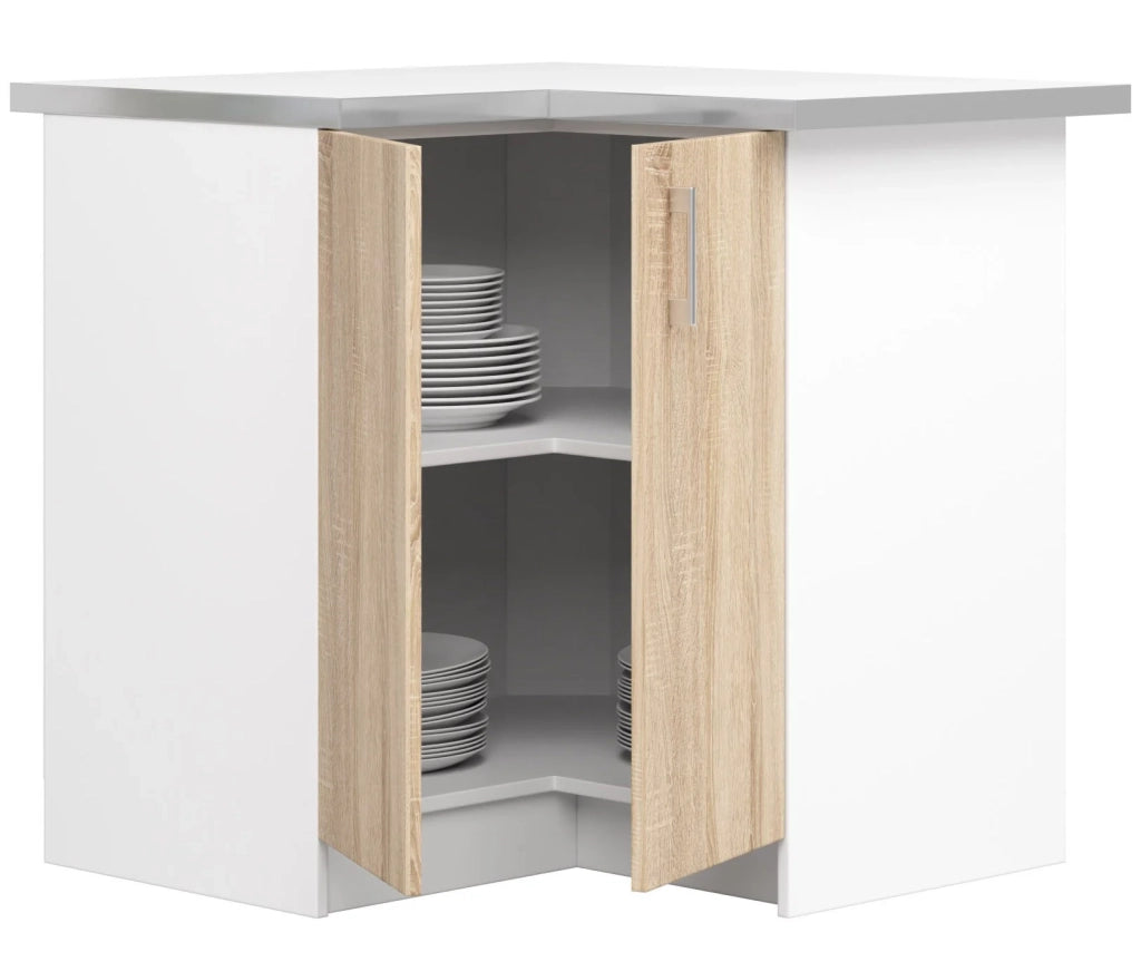 Mobile cucina modulare con piano di lavoro AKORD LIMA Bianco 84 cm 2 ante inserto frontale Sonoma Quercia 84x44,5x85,5 cm