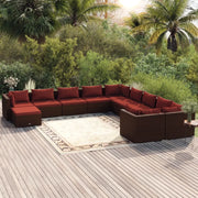 Set Divani da Giardino 11 pz con Cuscini in Polyrattan Marrone cod mxl 35172