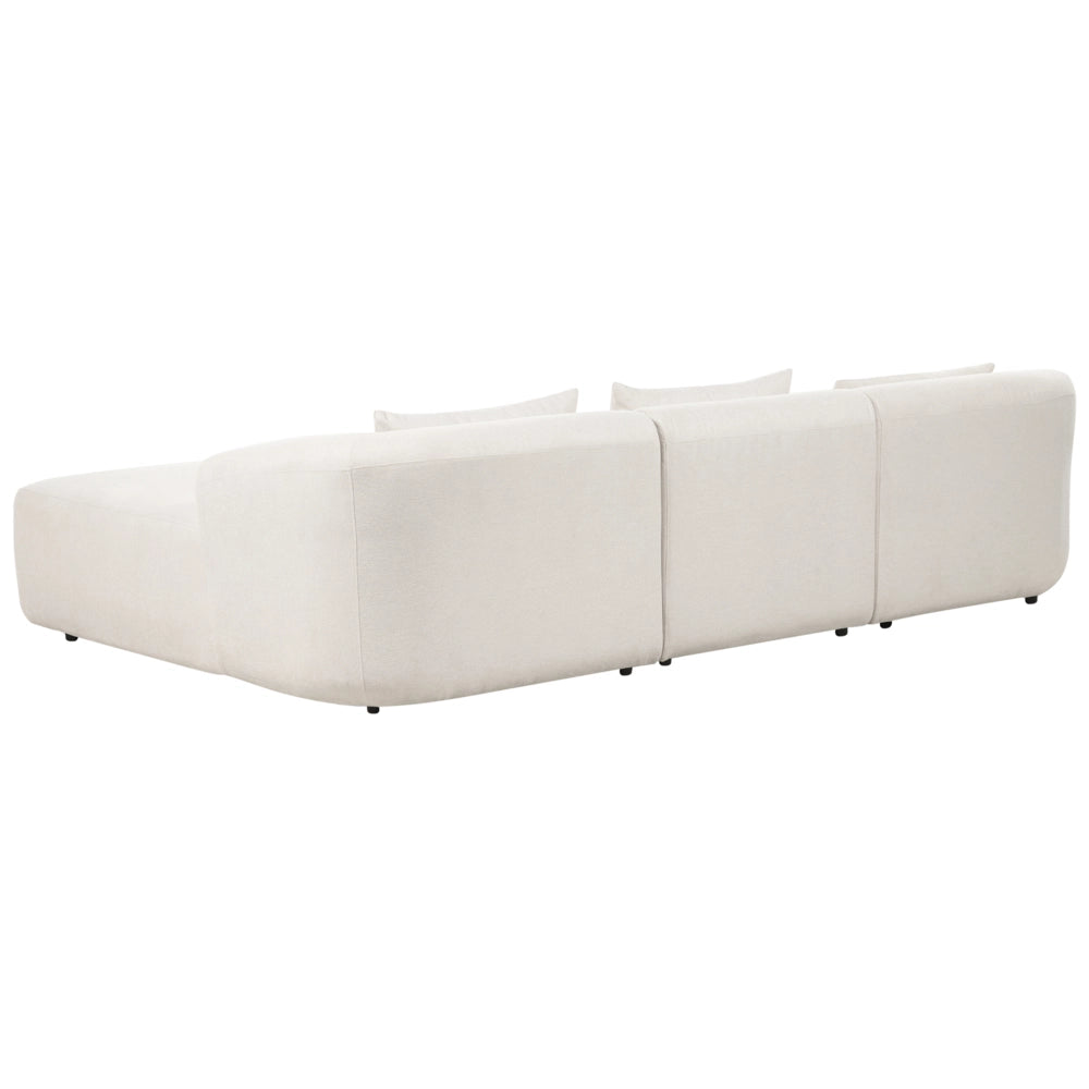 Divano angolare a 3 posti a sinistra Beige Tessuto imbottito Binario Braccioli aggiuntivi Cuscini Stile moderno minimalista