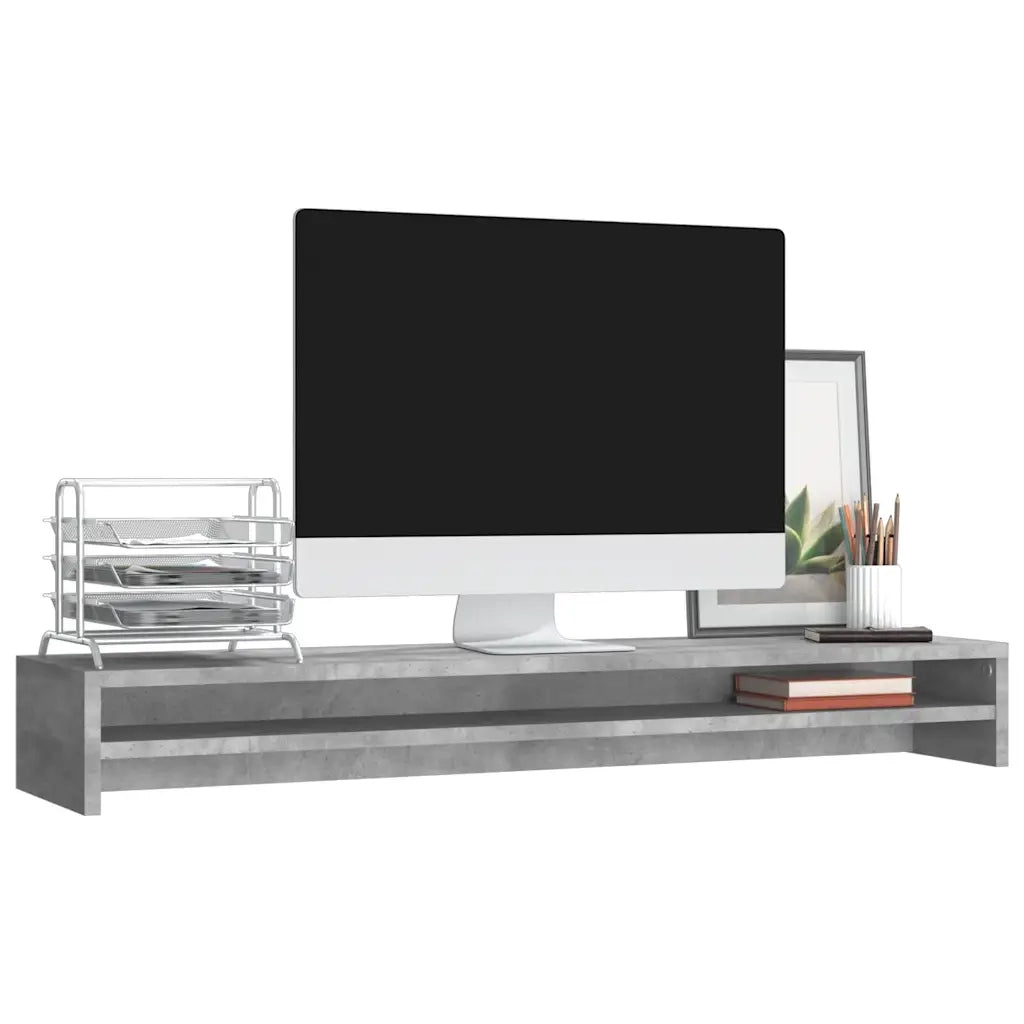 Supporto Monitor Grigio Cemento 100x24x13 cm Legno Multistrato 800337