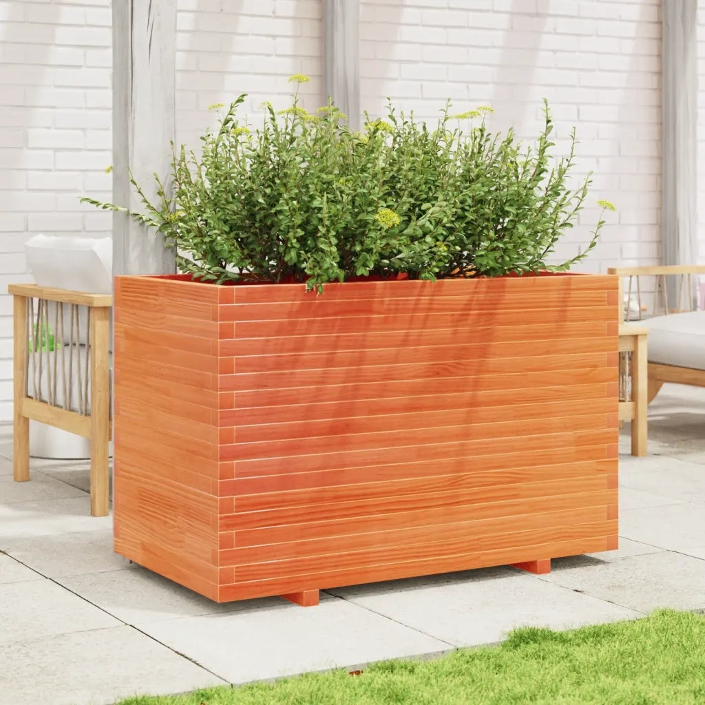 Fioriera | Cassetta per fiori | Vaso Giardino Marrone Cera 110x60x72 cm Legno Massello Pino
