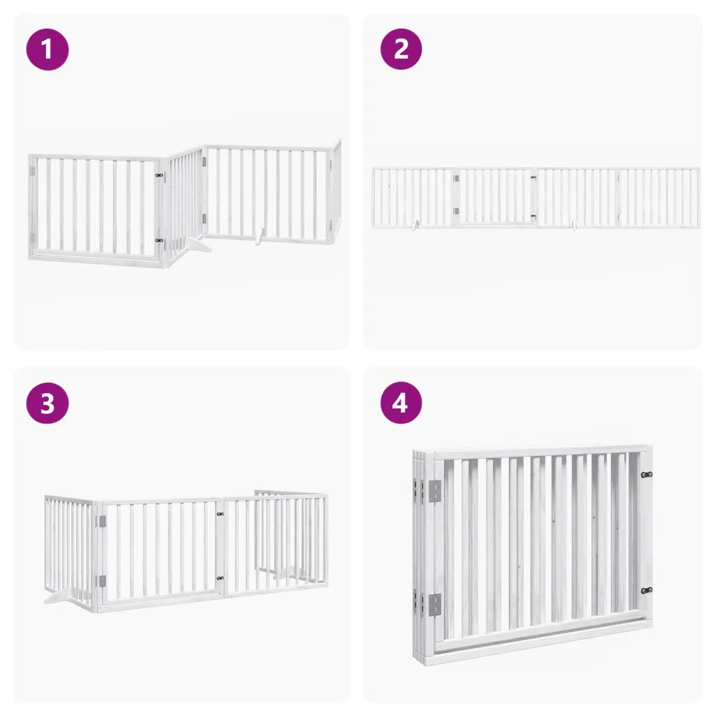 vidaXL Cancello Cani Porta Pieghevole Bianco 4 Pannelli 320 cm Pioppo