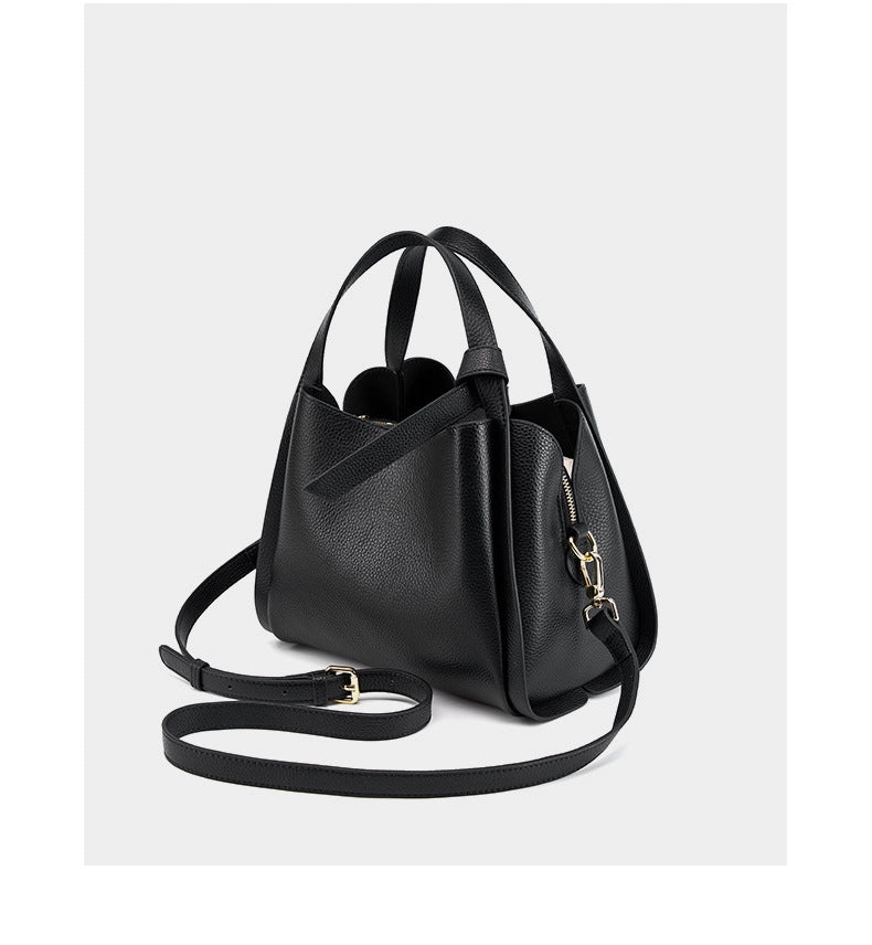 Borsa a tracolla da donna in vera pelle, grande capacit¨¤, colore nero.