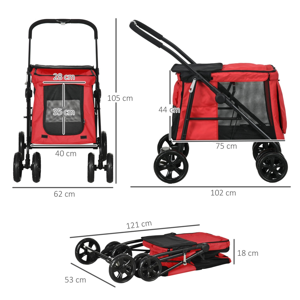 Trasportino pieghevole per animali ¨C zephmum ¨C rosso 102x62x105 cm