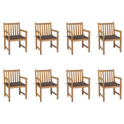 Sedie da Giardino 8 pz e Cuscini Grigio Talpa Massello di Teak cod mxl 8363