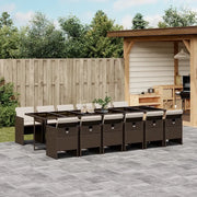 Set da Pranzo da Giardino 13pz con Cuscini Marrone Polyrattan 3210585