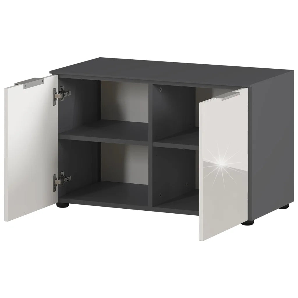 Germania Scarpiera con Panchina GW-Rimini 75x40x48 cm Grafite e Bianco 438392