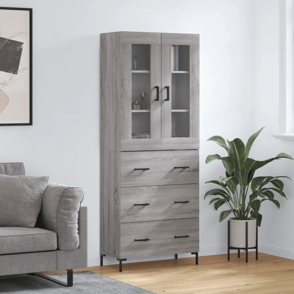 Credenza-Buffet-Armadio da cucina Grigio Sonoma 69,5x34x180 cm in Legno Multistrato 286392