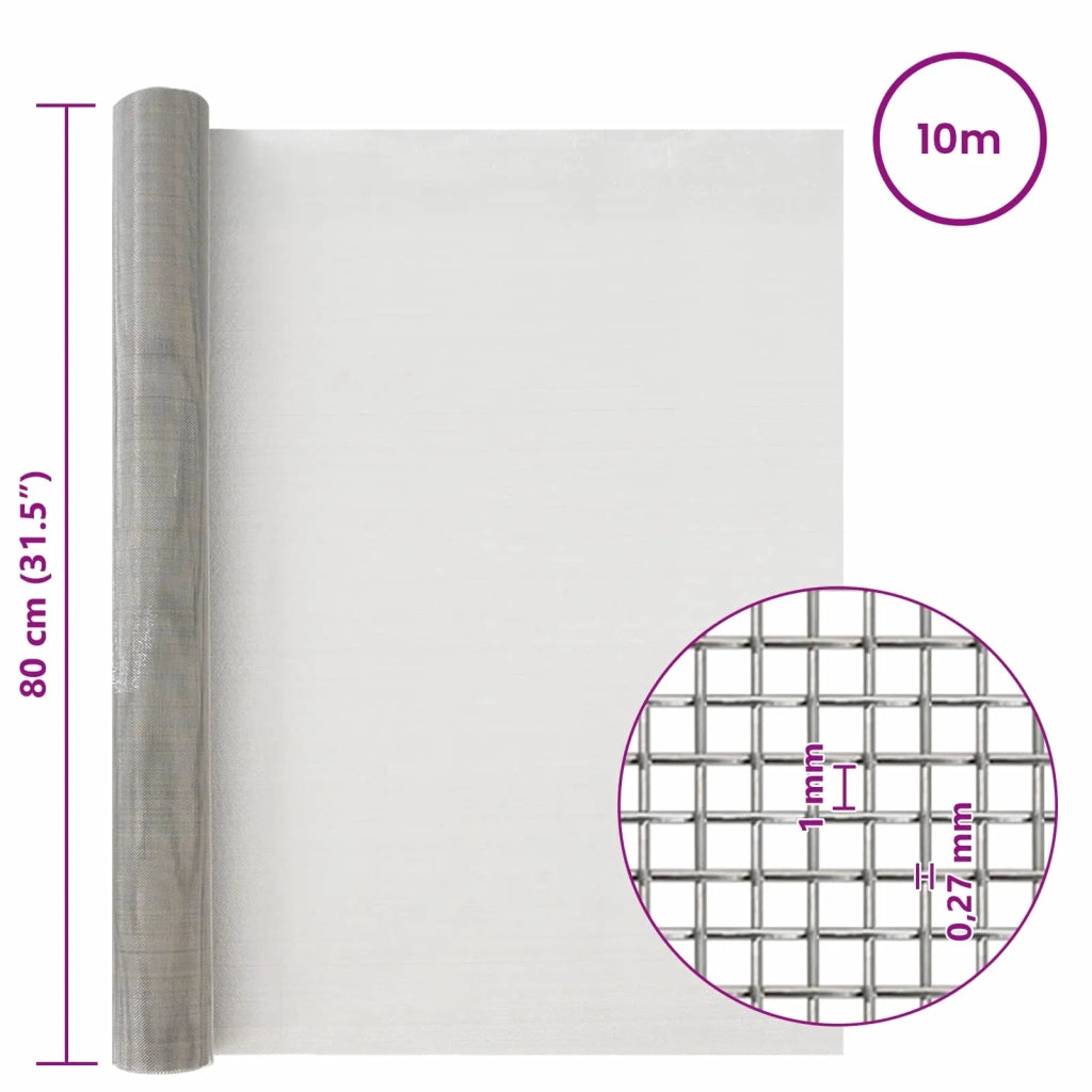 Rete per schermatura 80 x 1000 cm 20 Mesh Argento 42039537