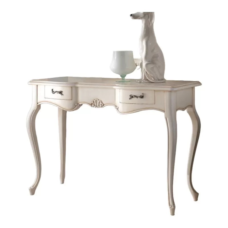 Consolle classica 2 cassetti legno shabby bianco 119x45x80 - Mobili 2G