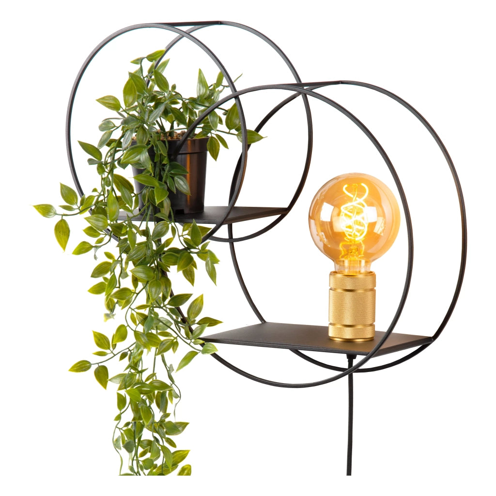 Applique con mensola CIRCLE nero/oro E27 40W Lucide