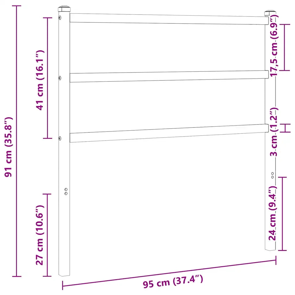 Testiera | Testata di Ricambio in Metallo Nero 90 cm