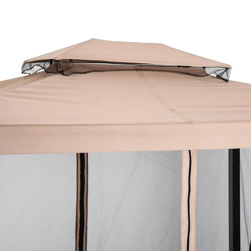 Dondolo Letto 3 Posti Con Gazebo Parasole Zanzariera Giardino Beige 257x174x235
