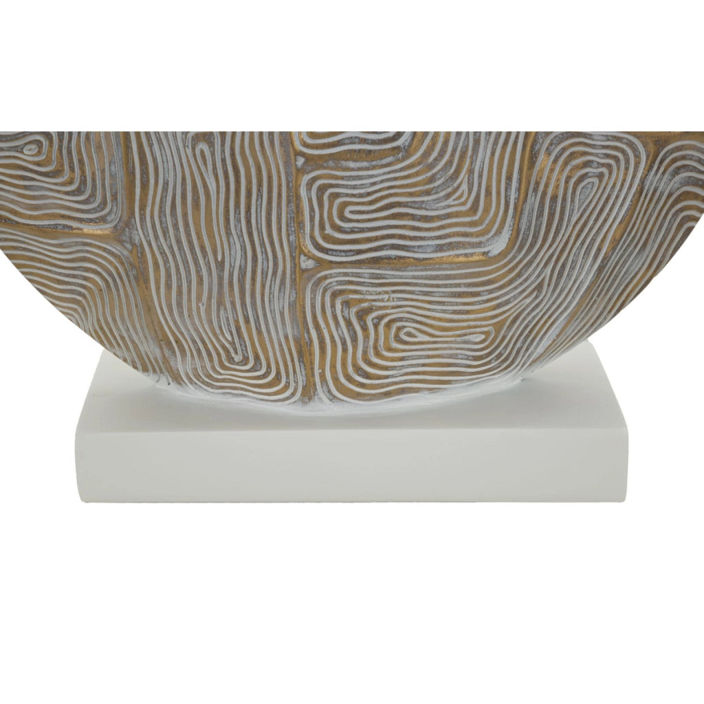 Lampada da tavolo Eclips in resina con motivo geometrico e paralume in tessuto O 38 cm