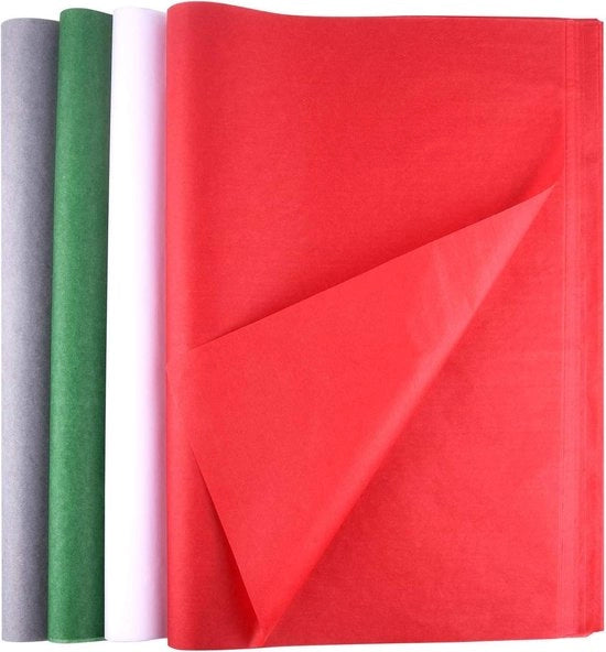 Tessuto di carta per avvolgere regali natalizi 100 velluti, 14 x 20 pollici, colori rossastro, verde, grigio e bianco