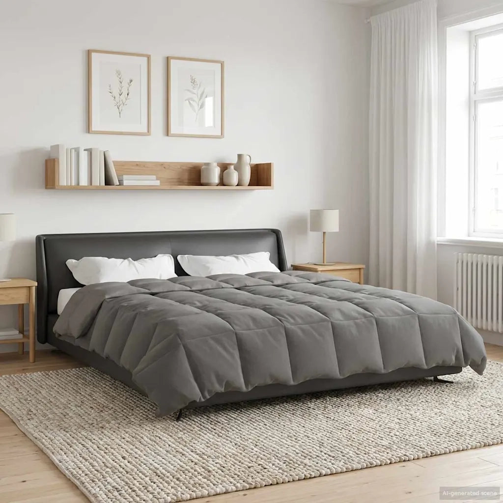 Piumone Completo Annuale Grigio chiaro 200 x 220 cm Microfibra