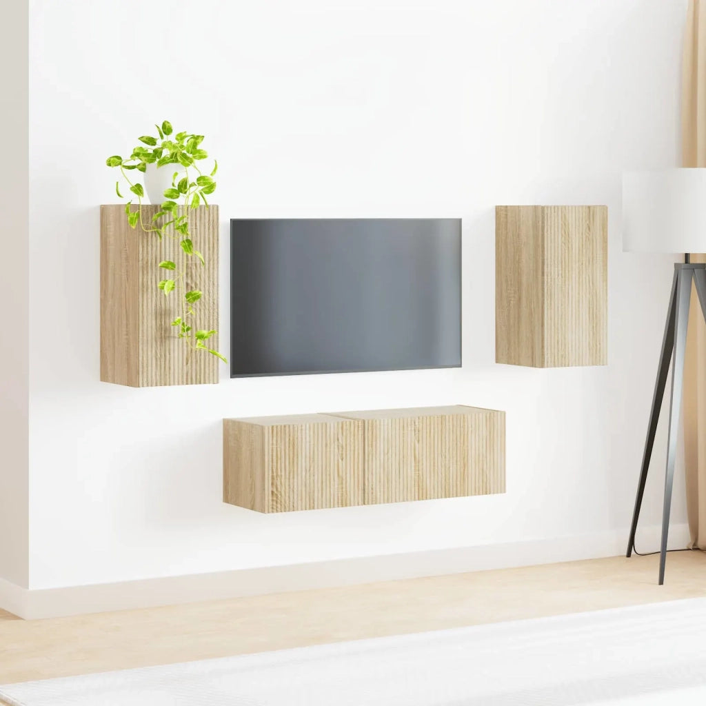 Set di Mobiletto da TV a Parete 4 pcs Rovere Sonoma 3408909