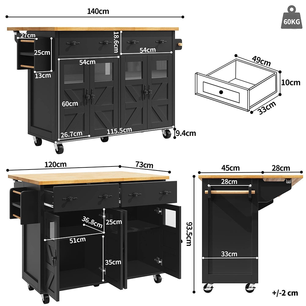 Isola cucina premium - Xylo - nero freni scomparti regolabili