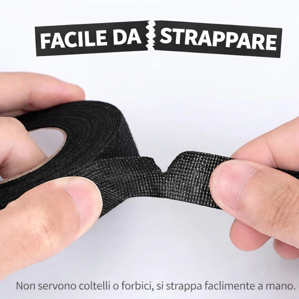 2 Rotoli Nastro Tessuto Cablaggi Auto Antirumore 19mm x 15m Isolante Nero 176272
