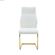 Set tavolo e sedie con 1 tavolo rotondo e 2 sedie imbottite in MDF; metallo e similpelle bianco e oro