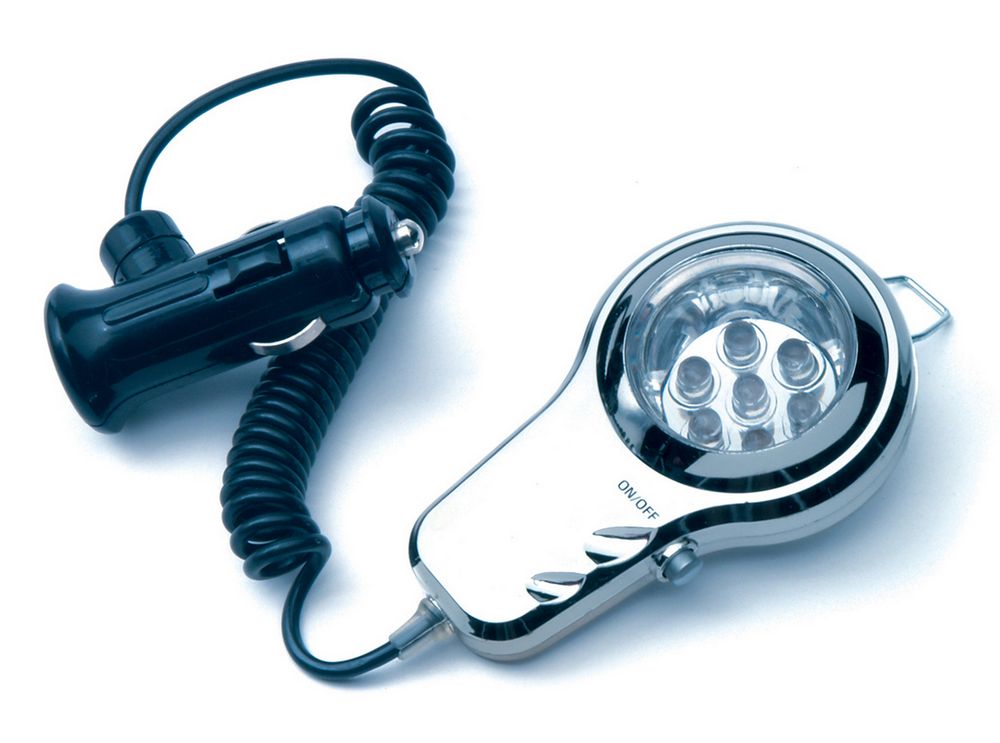 Lampada a 7 Led per presa accendisigari 12V effetto cromato