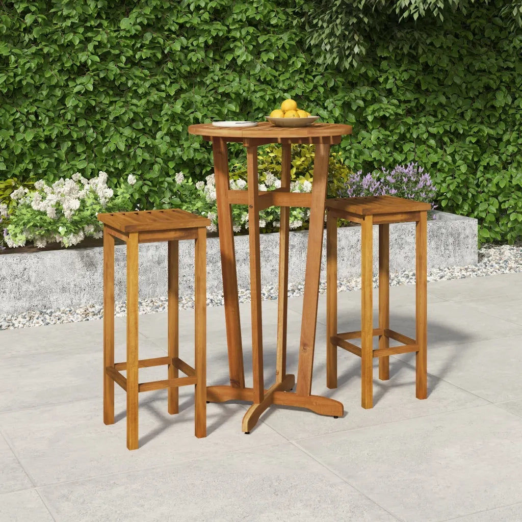 Set da Bar da Giardino 3 pz | Set Salotto da Giardino in Legno Massello di Acacia