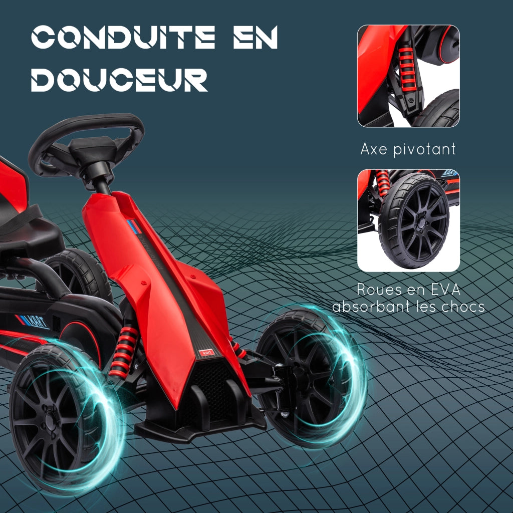 Kart a pedali per bambini con sedile regolabile ¨C Zephmum ¨C 100x58x58.5 cm rosso e nero