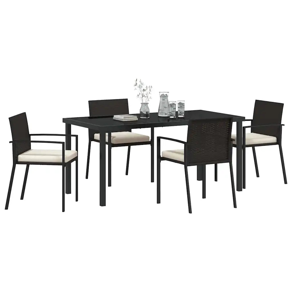 Set da Pranzo per Giardino 5 pz | Set Salotto da Giardino Nero
