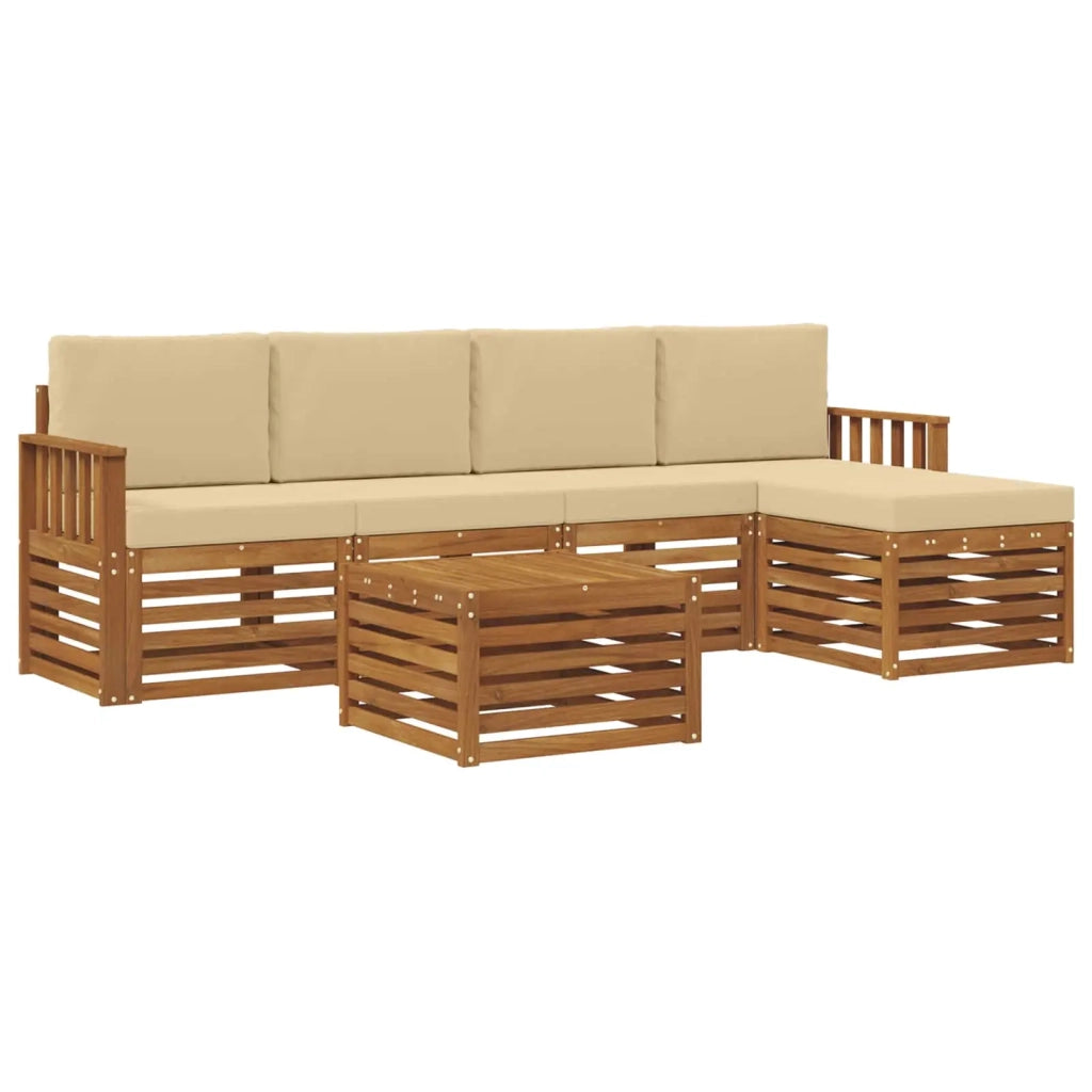 Set di divani da esterno con cuscino 6 pcs Naturale e Beige 3374683