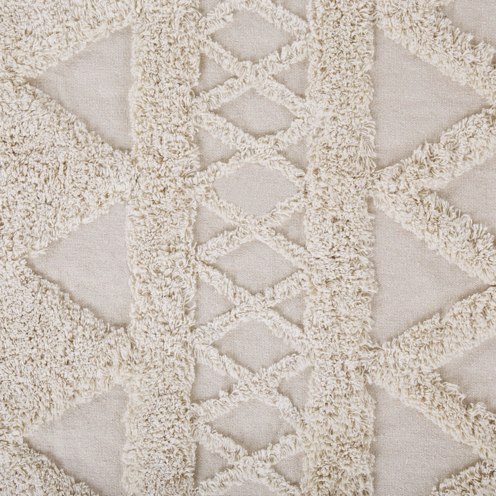 Tappeto minimalista beige in cotone con motivo geometrico 160 x 230 cm