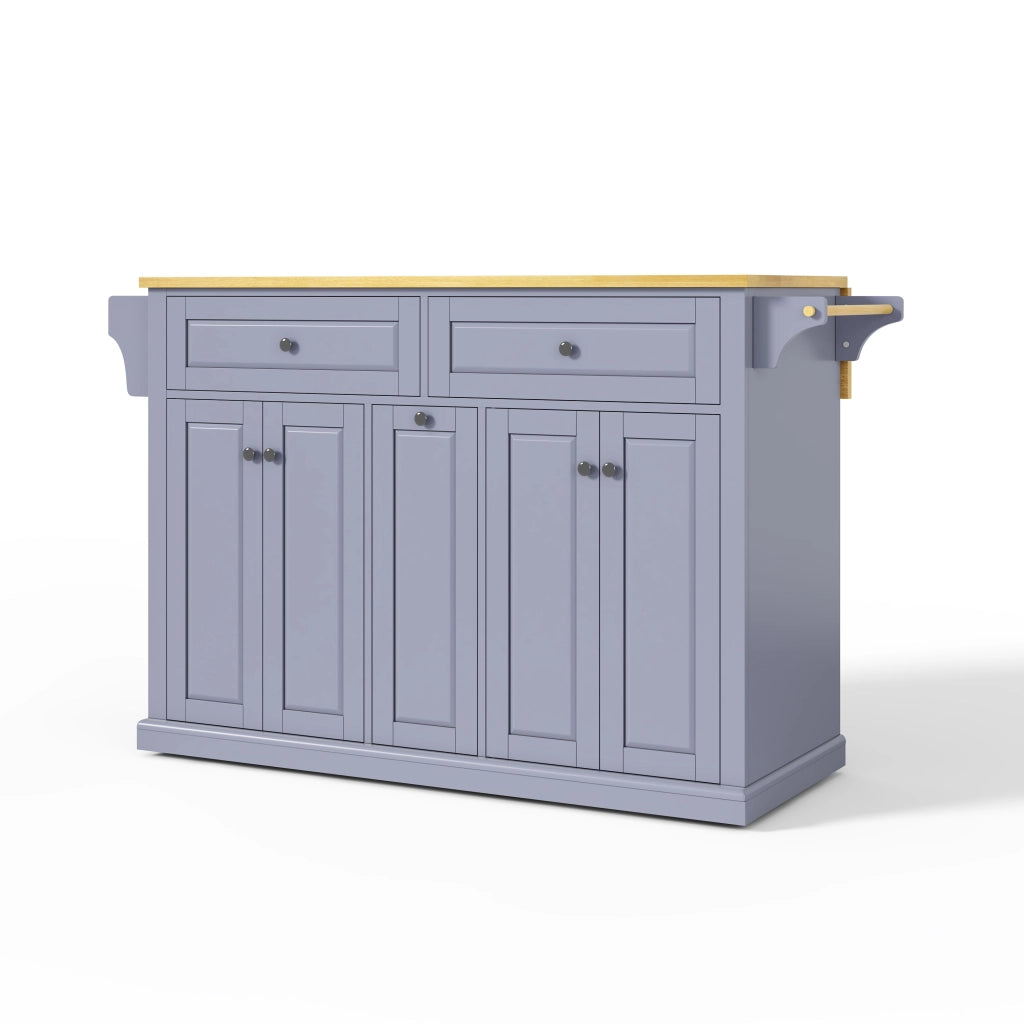 Isola cucina mobile con piano ribaltabile, 2 cassetti grandi, cassetti verticali, ruote frenanti, 121 x 49(69) x 89 cm