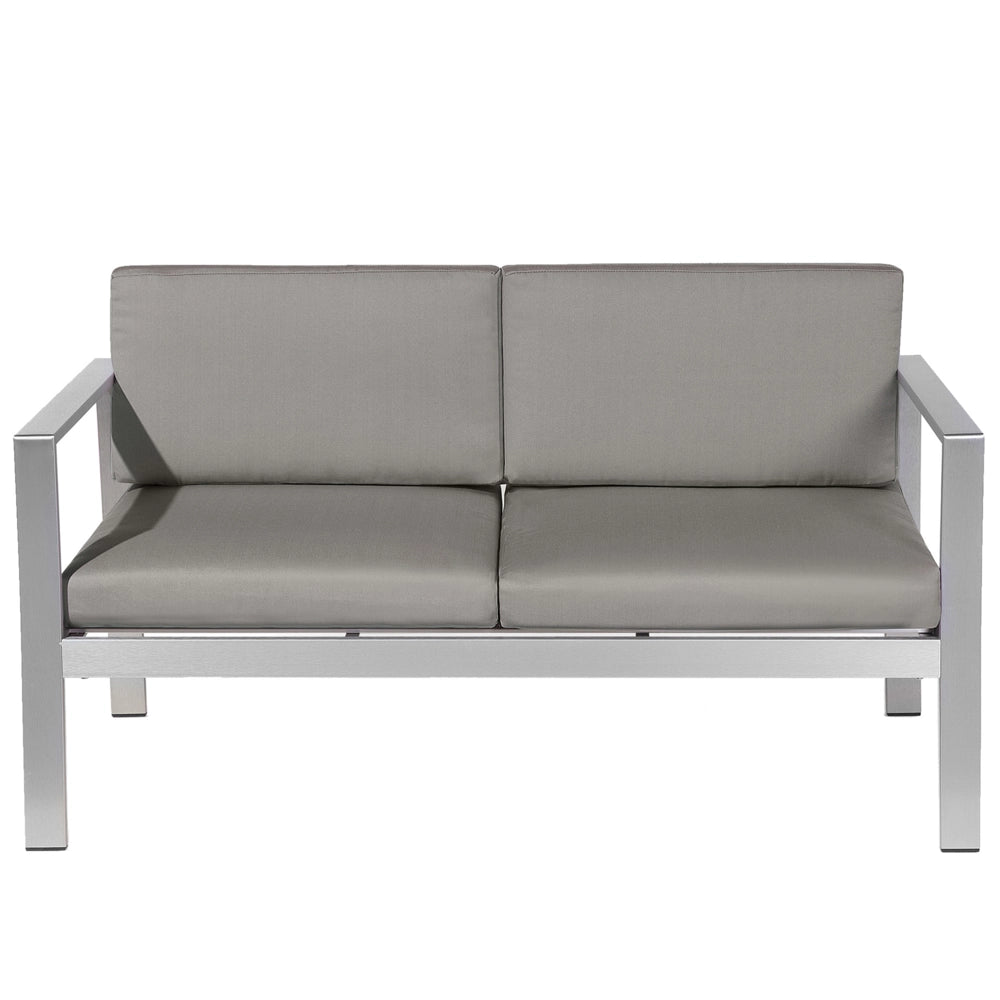 Divano da giardino con struttura in alluminio anodizzato grigio scuro a 2 posti con cuscini