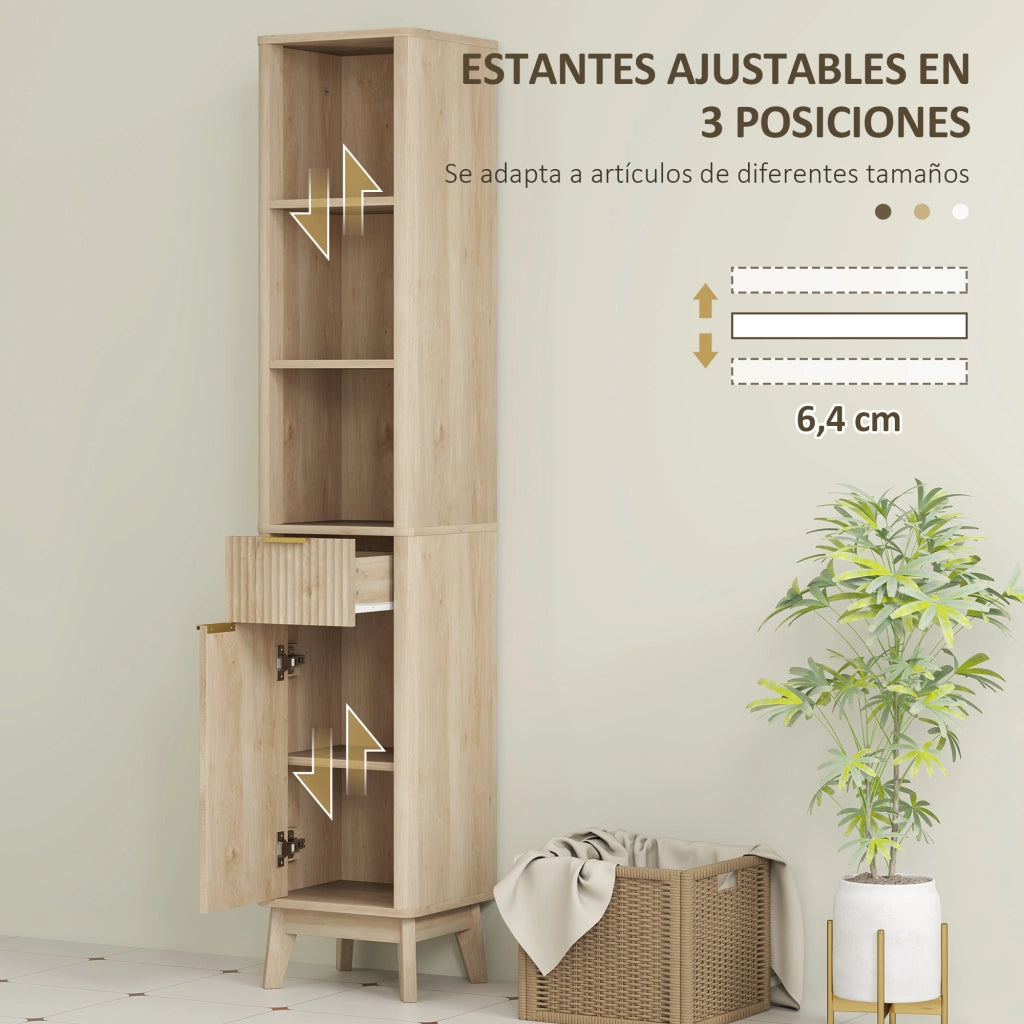 Colonna bagno alta con ripiani e cassetto ¨C Xylo ¨C legno 33x30x170 cm