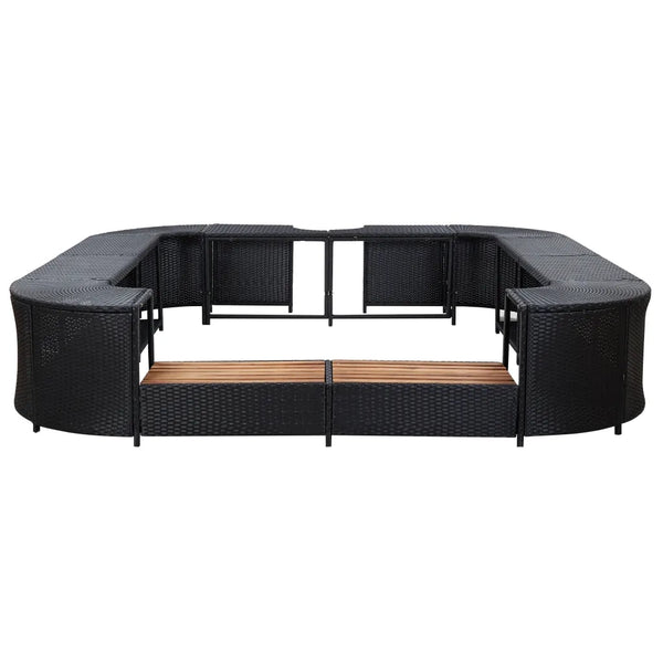 Bordo per Vasca da Spa Quadrato Nero 268x268x55 cm Polyrattan 46073