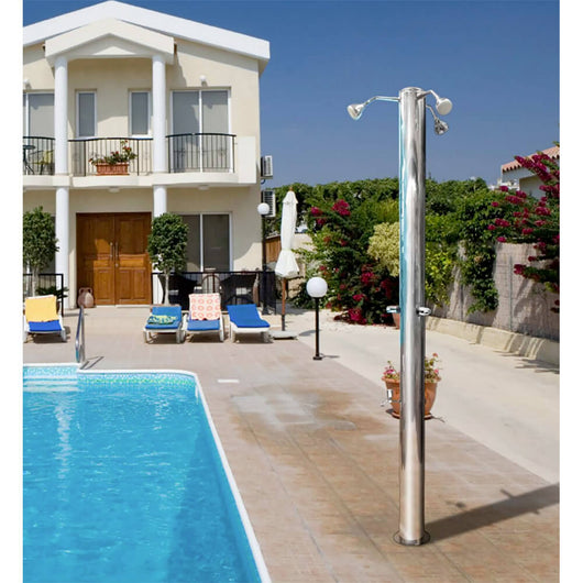 Doccia da Giardino Tripla 3 Rubinetti e Lavapiedi ATI Docce MUL-3R Inox Anodizzato