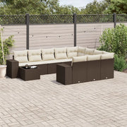 Set Divani da Giardino 11 pz con Cuscini Polyrattan Marrone 3255470