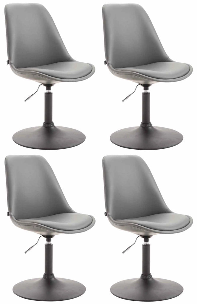 Set di 4 sedie da pranzo Maverick in ecopelle grigio,nero