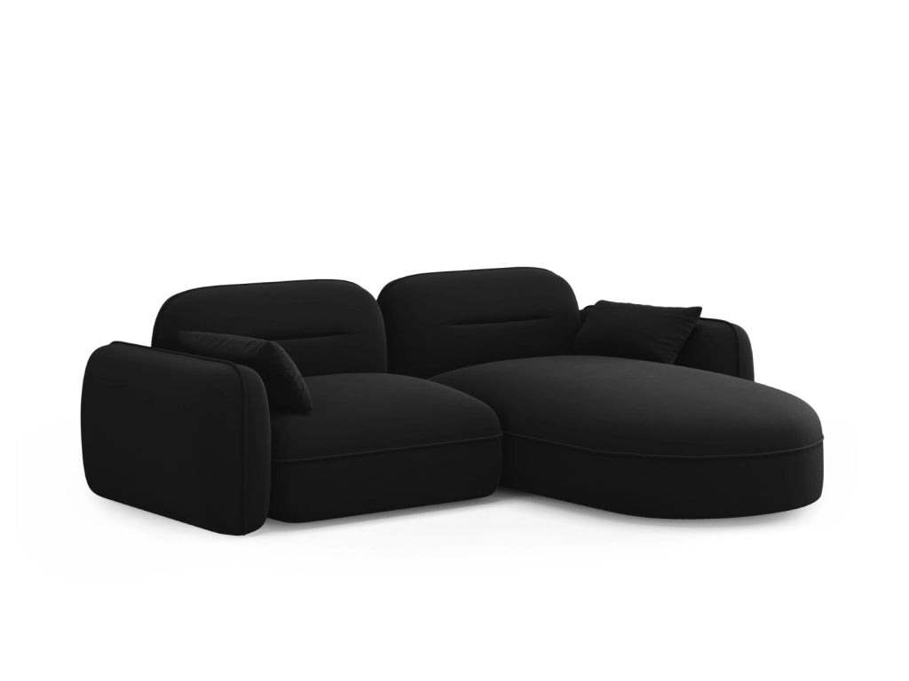Cosmopolitan Design - Divano angolare modulare destro "Sydney" 3 posti in velluto nero 