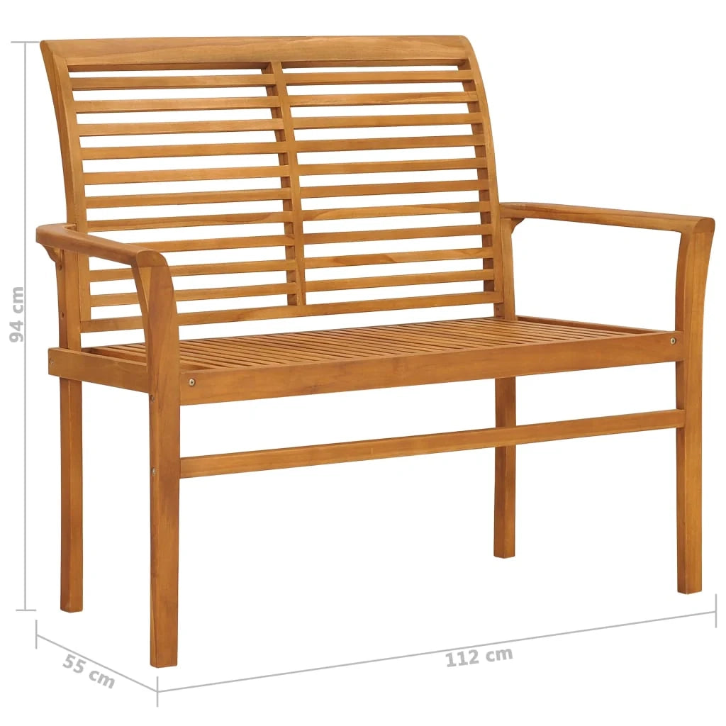 Panca da giardino mobili da esterno per patio mobili da terrazza con cuscino rosso bordeaux 112 x 55 x 94 cm teak massello 02_0011541