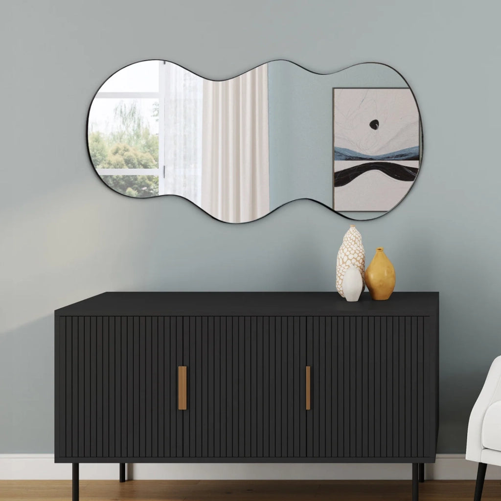 IDMarket - Specchio di contorno organico nero 45 x 100 cm