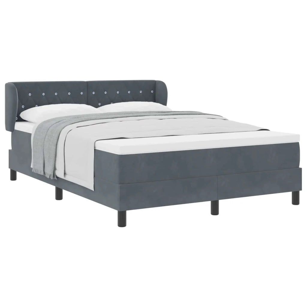 Letto a molle con testiera Grigio scuro 140 x 200 cm Velluto 3340335