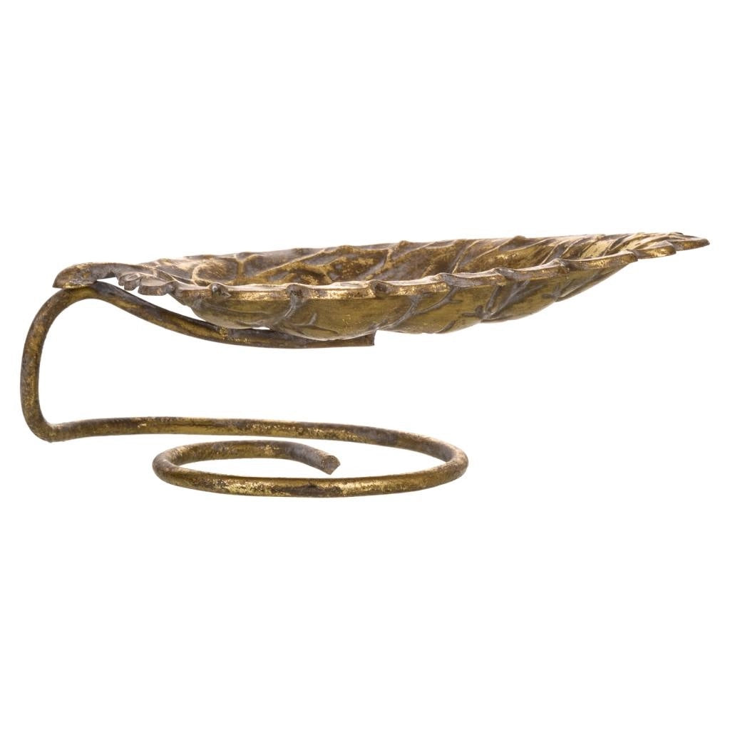 Decoro vassoio in foglia metallo dorato 24x13,5x8h