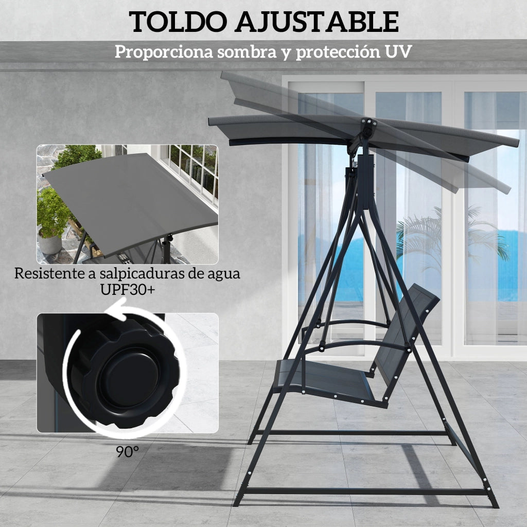 Altalena da Giardino 2 Posti con Tettoia ¨C zephmum ¨C Grigio 160x112x162 cm