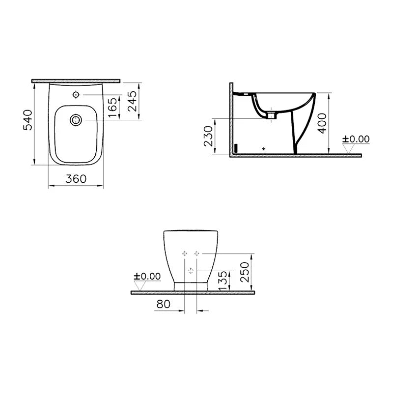 Bidet a pavimento filo muro in ceramica - Serie Shift