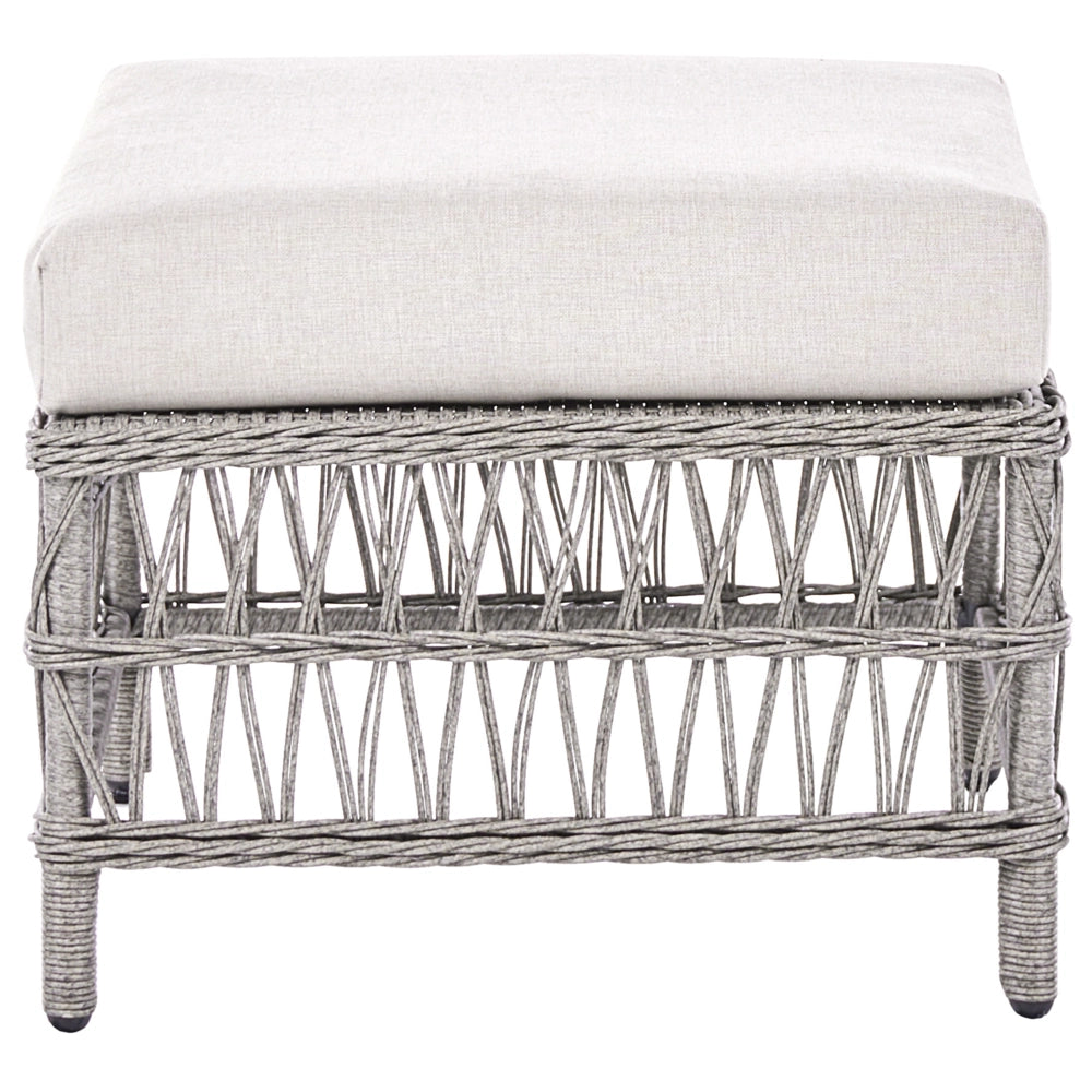 Divano da giardino angolare con pouf in rattan PE grigio a 3 posti divano da esterno in vimini intrecciato stile tradizionale