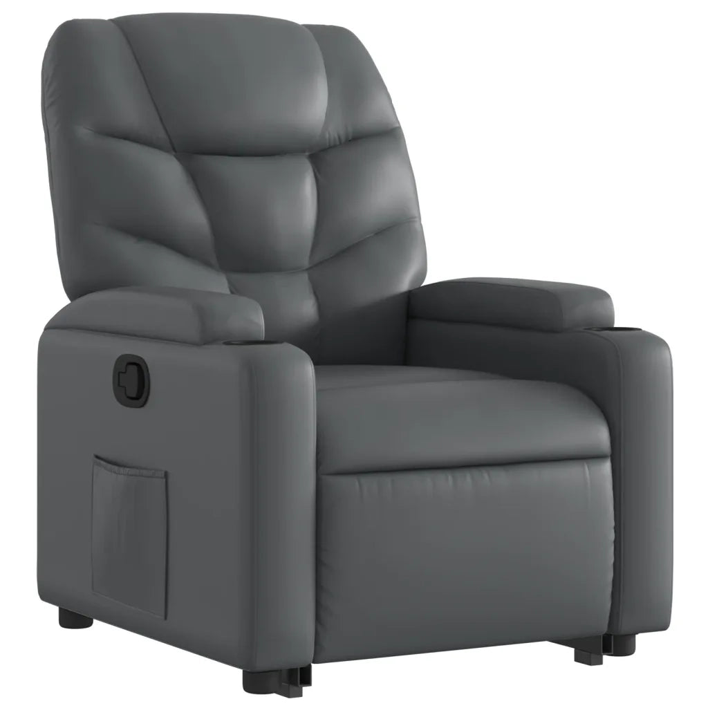 Poltrona Alzapersona Reclinabile Grigio in Similpelle 3204661